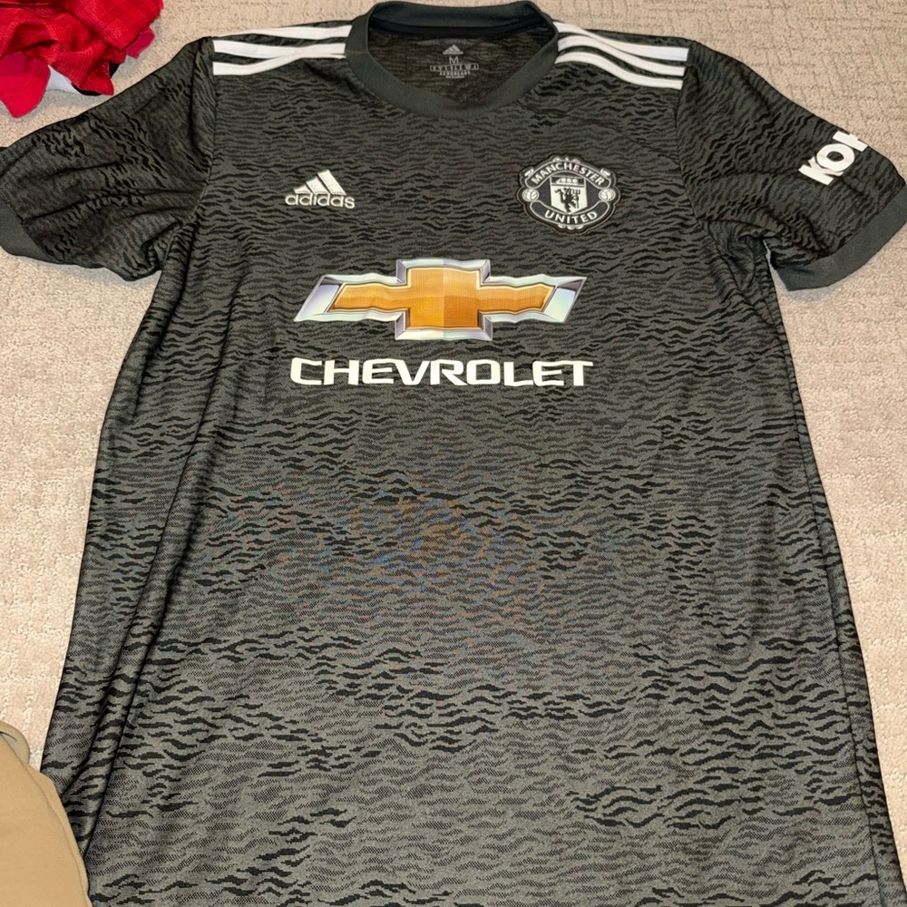 adidas Black Manchester United Training Jersey with White Accents